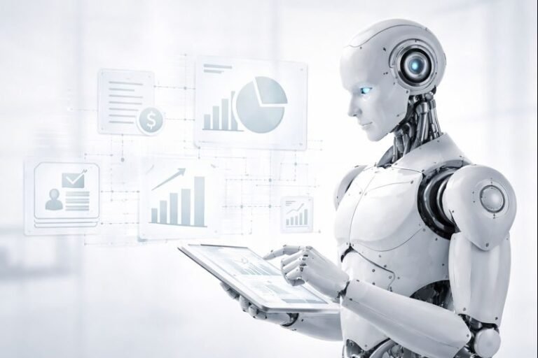 AI in accounting concept showing artificial intelligence supporting modern financial analysis