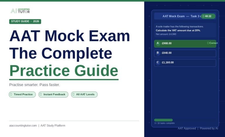 AAT mock exam practice guide blog header for AI Accounting Tutor 2026