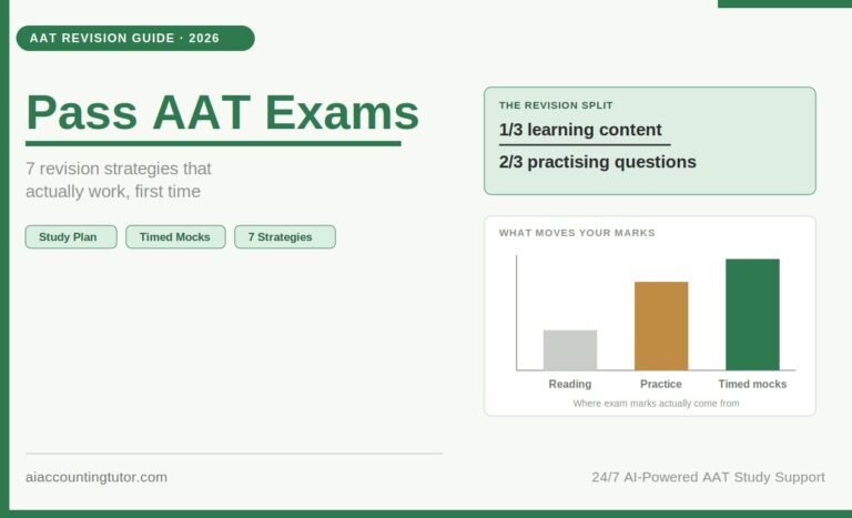 AAT student using revision techniques to pass AAT exams with the AI Accounting Tutor